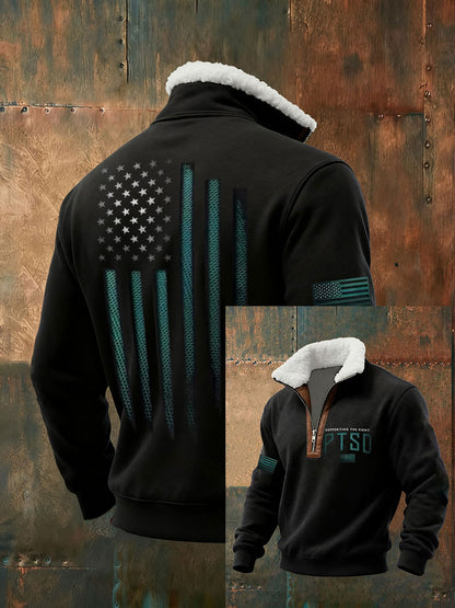 Men's Funny PTSD Awareness Veteran Printed Sweatshirt