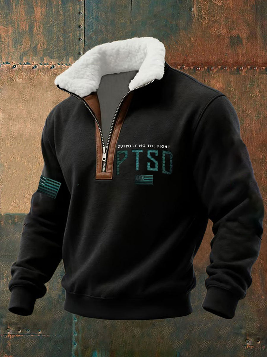 Men's Funny PTSD Awareness Veteran Printed Sweatshirt