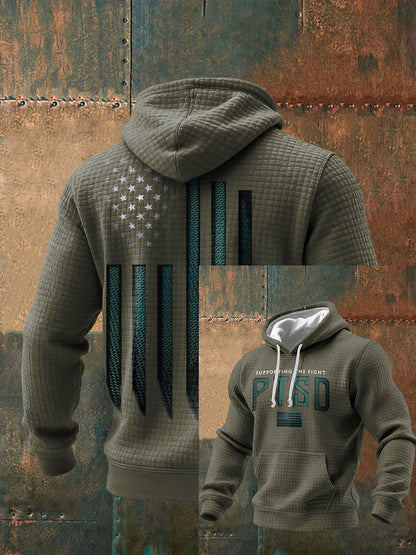 Men's Funny PTSD Awareness Veteran Printed Hoodie
