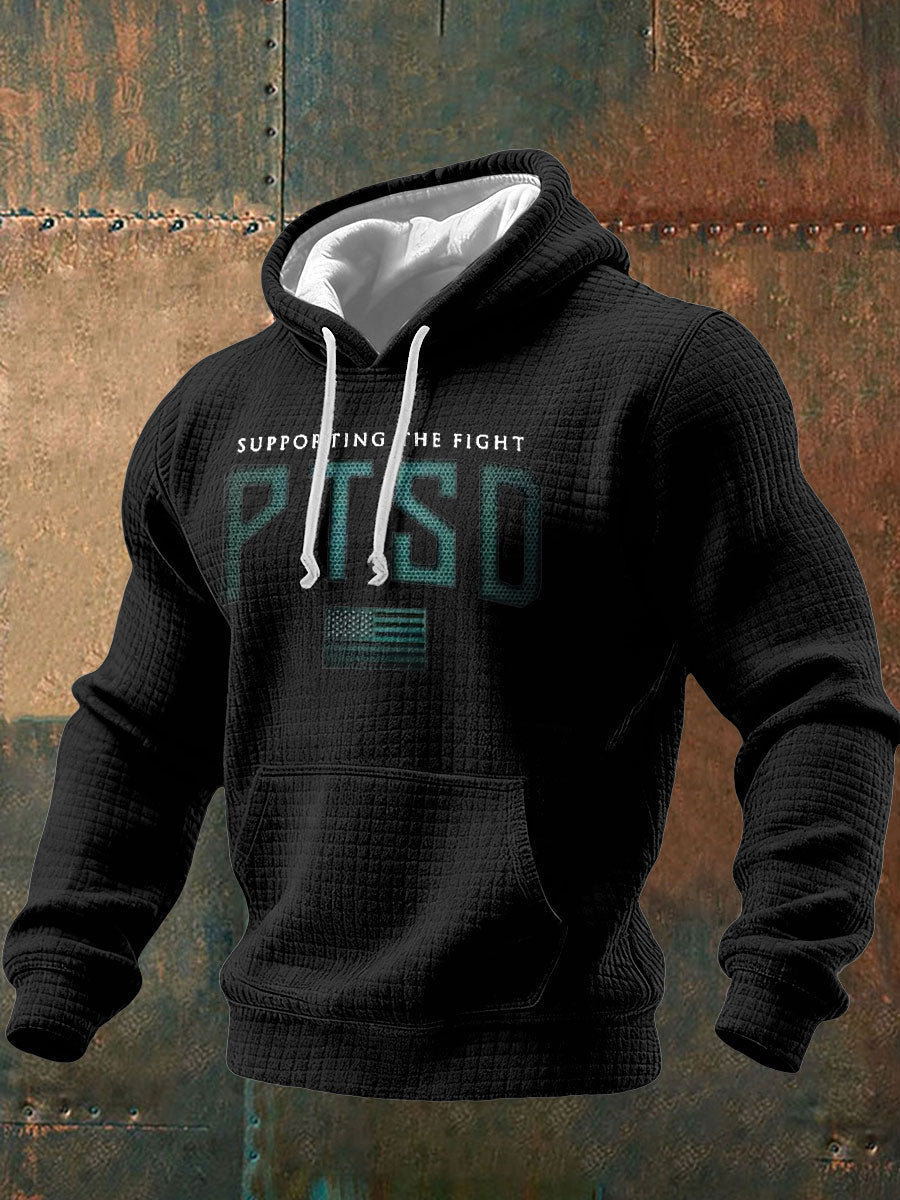 Men's Funny PTSD Awareness Veteran Printed Hoodie