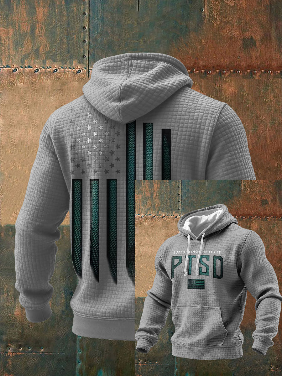 Men's Funny PTSD Awareness Veteran Printed Hoodie