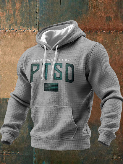Men's Funny PTSD Awareness Veteran Printed Hoodie