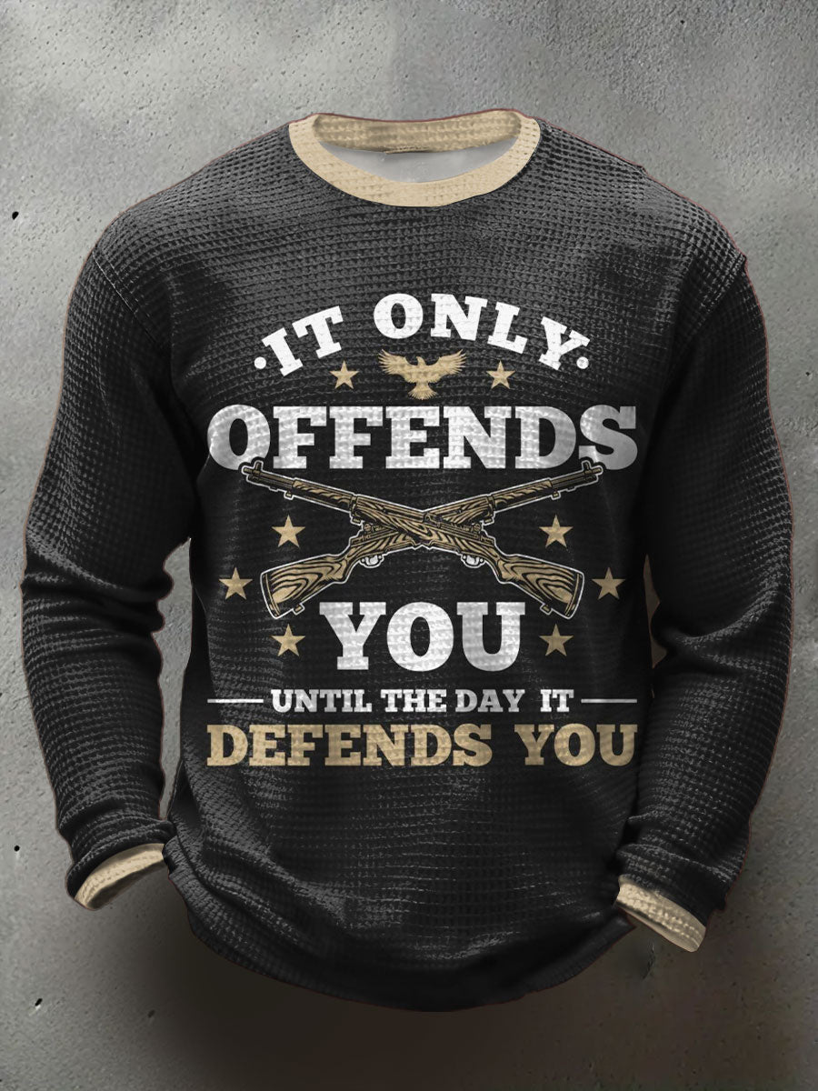 Men's Funny Pew Veteran Printed Waffle Tops