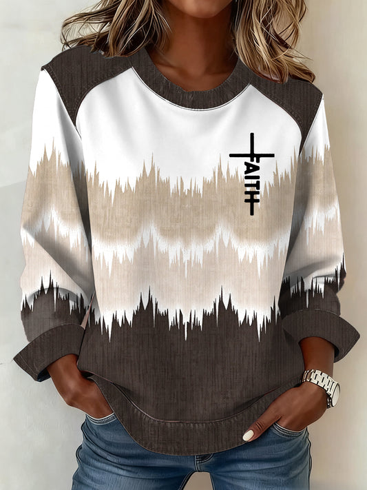 Women's Faith Pattern Patchwork Art Sweatshirt