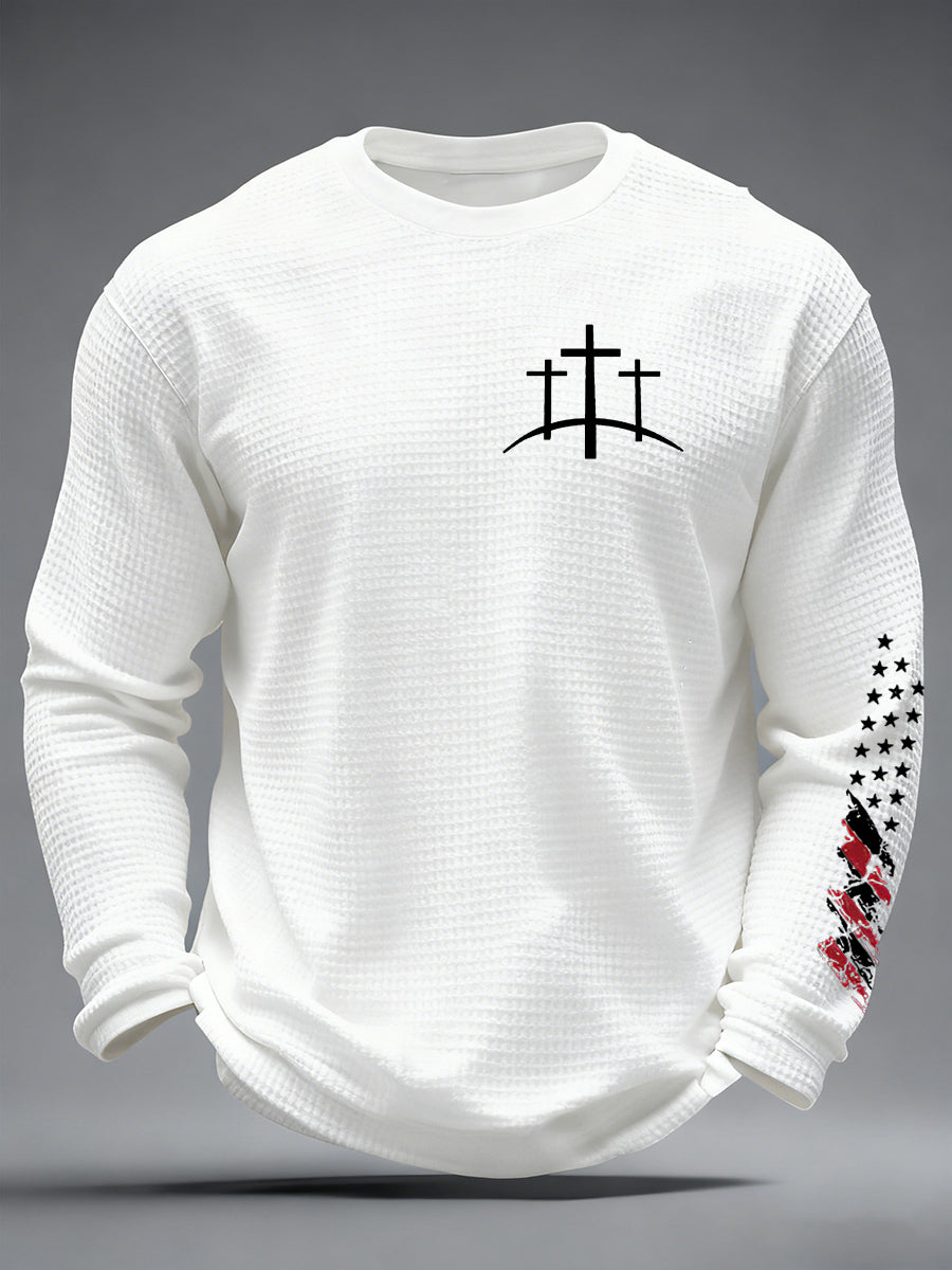 Men's Christian Cross Waffle Long Sleeve T-Shirt