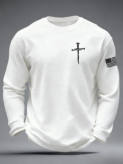 Men's Jesus The Way The Truth The Life John 14:6 Christian Cross Waffle Long Sleeve T-Shirt