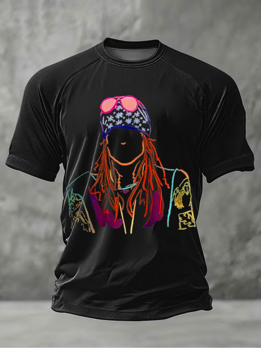 Men's Rock Print Short Sleeves T-shirt