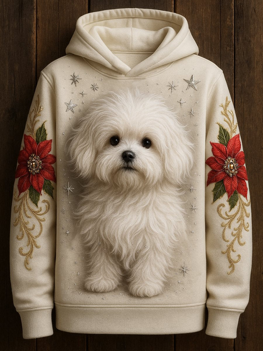 Women's Cute Dog Art Print Casual Long Sleeve Sweater