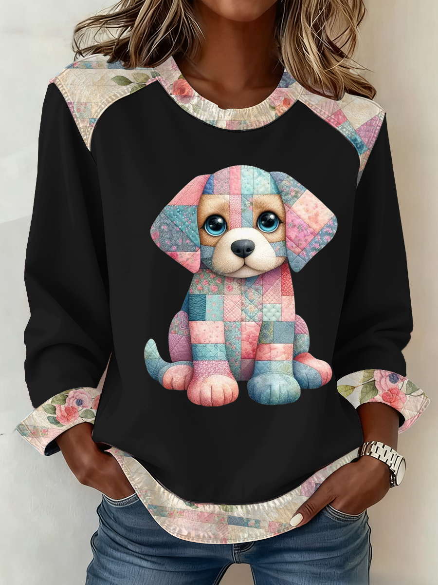 Women's cute dog print Top