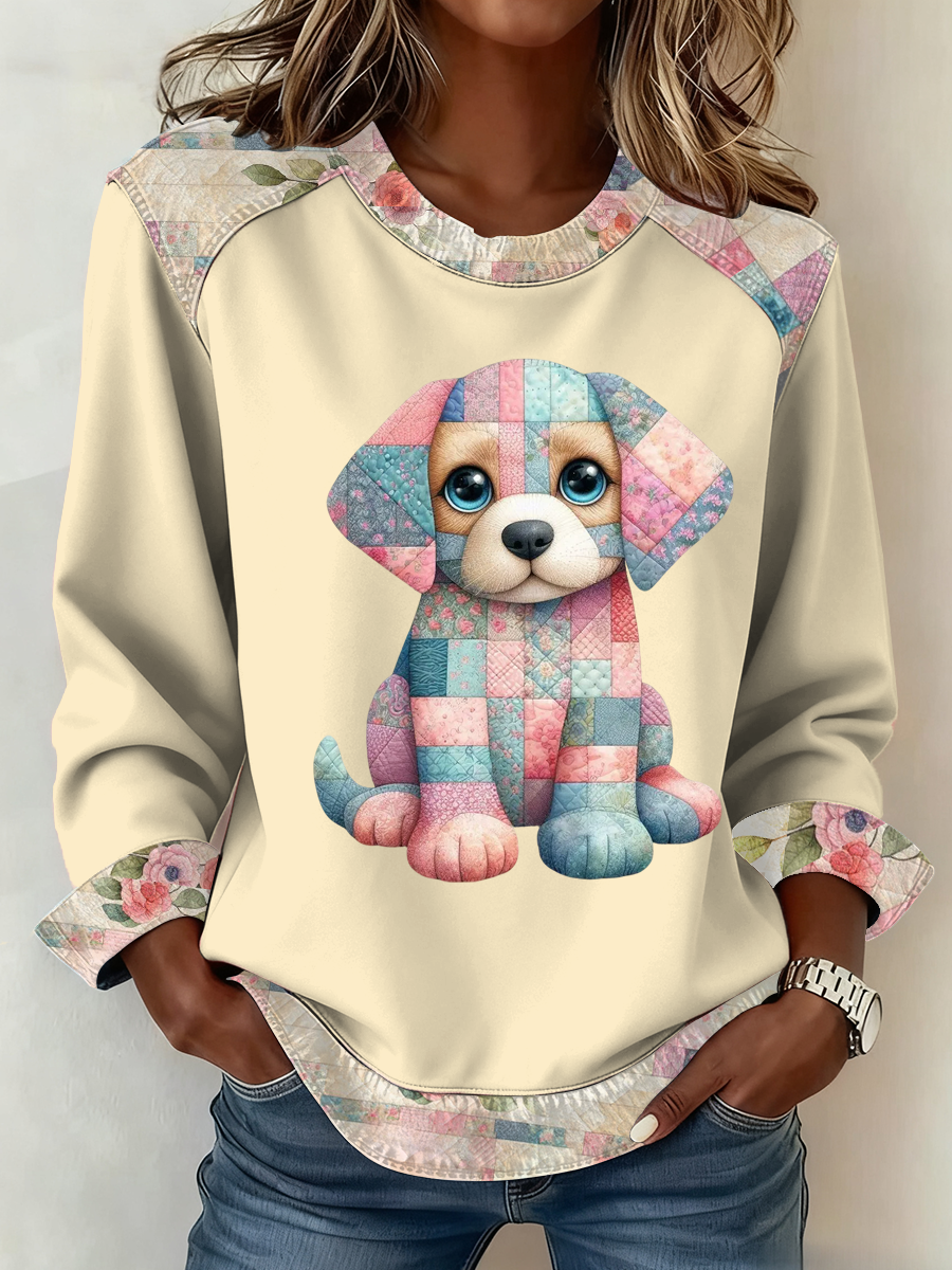 Women's cute dog print Top