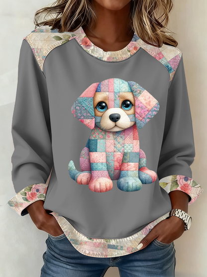 Women's cute dog print Top