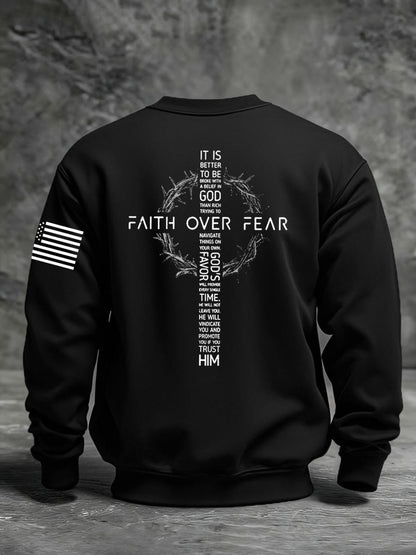 Men's Faith Over Fear Faith Print Casual Sweatshirt