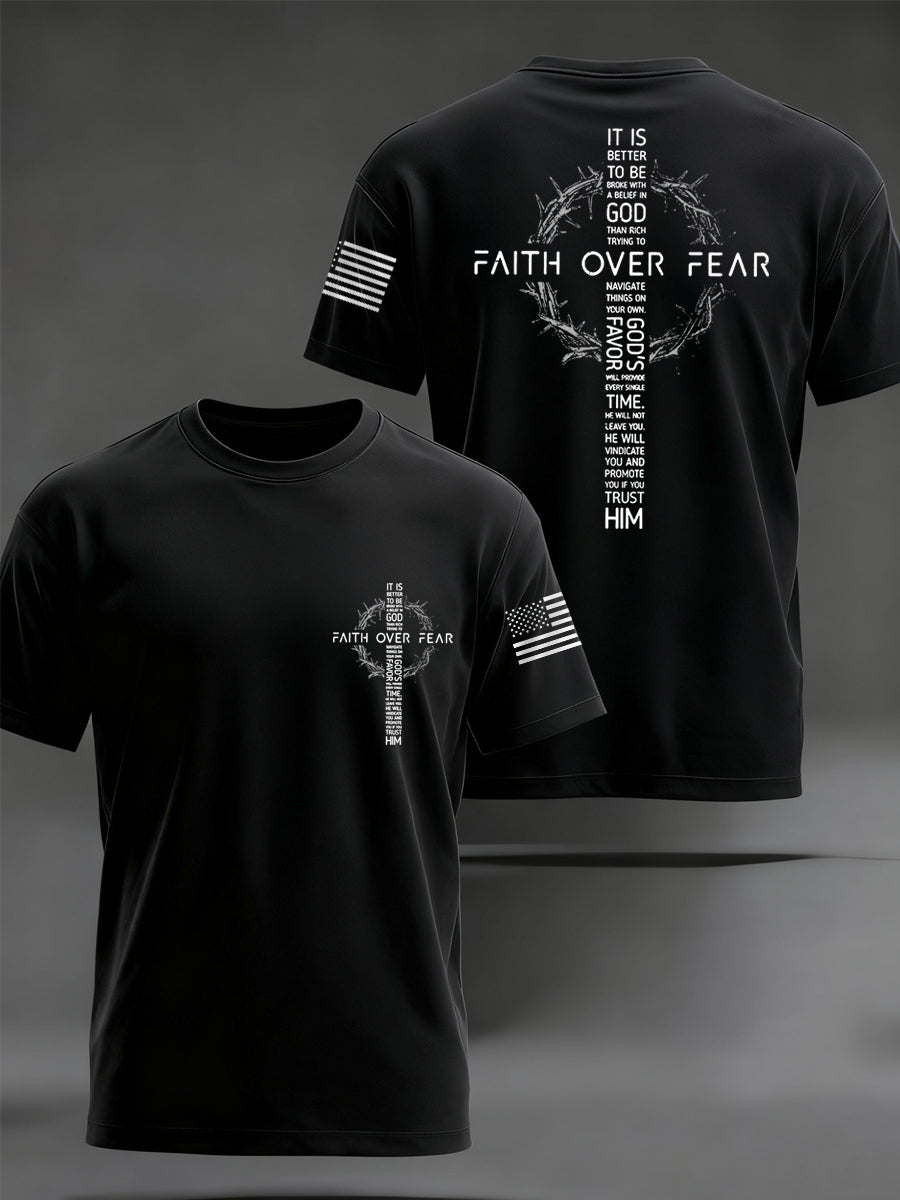 Men's Faith Over Fear Print Casual Tee