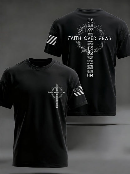 Men's Faith Over Fear Print Casual Tee