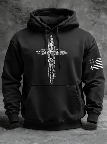 Men's Faith Over Fear Print Casual Hoodie