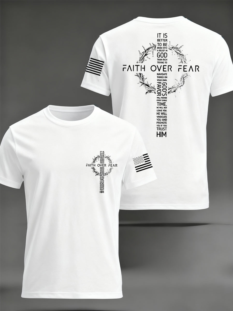 Men's Faith Over Fear Print Casual Tee