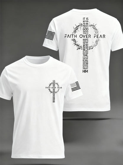 Men's Faith Over Fear Print Casual Tee