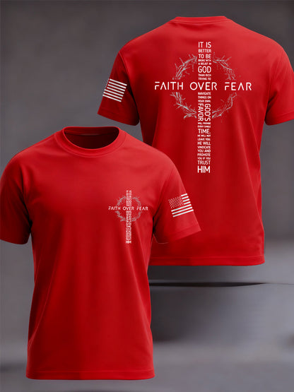Men's Faith Over Fear Print Casual Tee