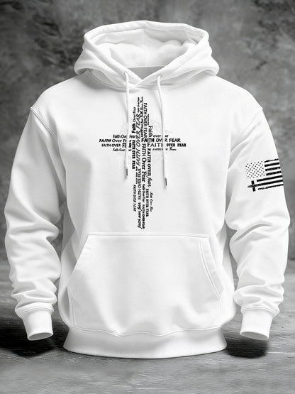 Men's Faith Over Fear Print Casual Hoodie