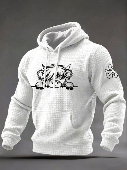 Men's Highland Cow Art Print Casual Hoodie