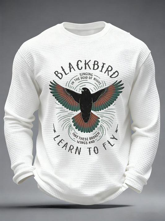 Men's Retro Classic Legendary Rock Band Print Gift For Fans Casual Waffle Long Sleeve T-Shirt