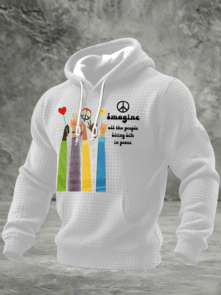 Men's Retro Classic Legendary Rock Band Print Gift For Fans Casual  Checkered Cotton Hoodie