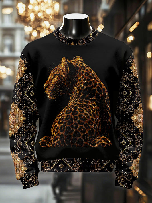 Men's Retro Luxurious Leopard Print Casual Sweatshirt