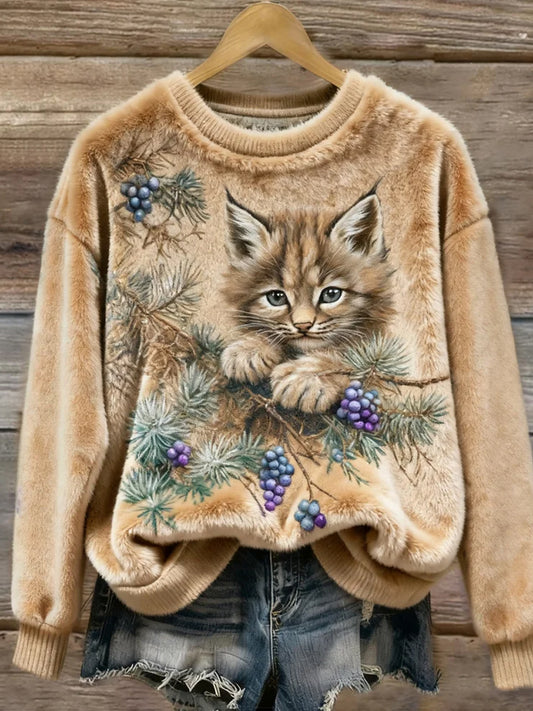 Women's Retro Animal Art Print Comfortable Flannel Jacket