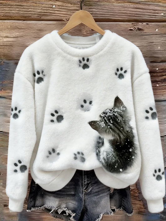 Women's Retro Animal Art Print Comfortable Flannel Top