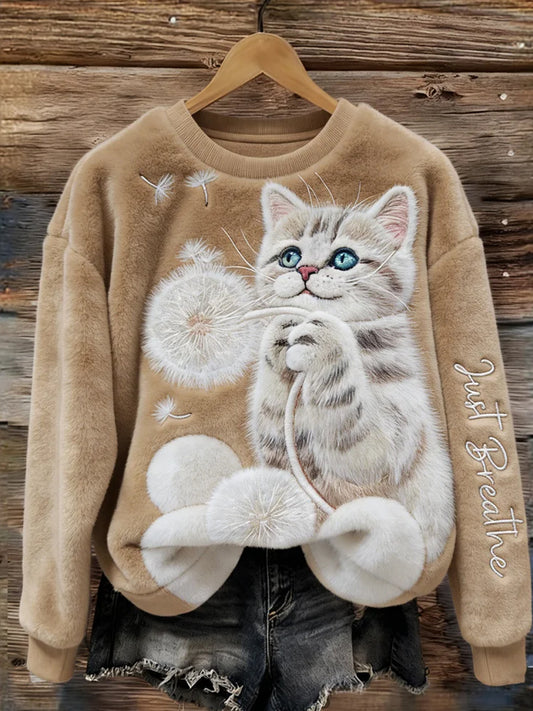 Women's Retro Animal Art Print Comfortable Flannel Top