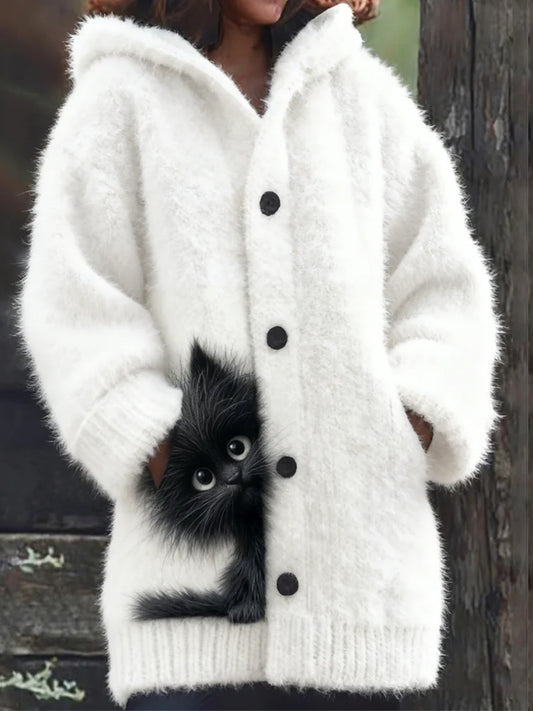 Women's Retro Animal Art Print Comfortable Flannel Jacket