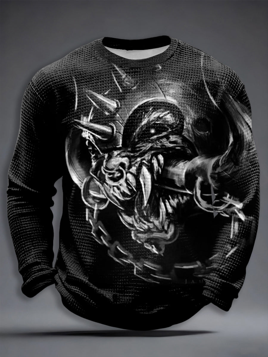 Men's Rock Music Inspired Waffle Long Sleeve T-Shirt
