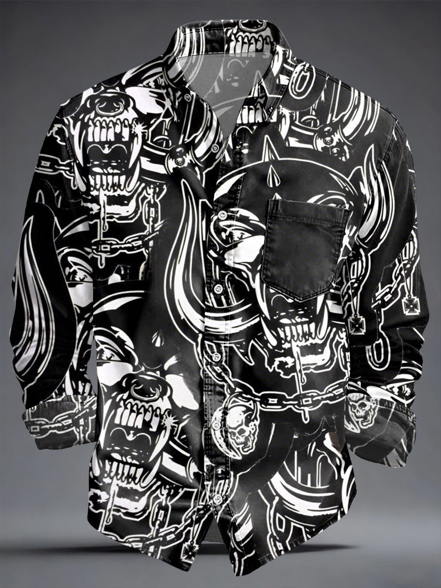 Men's Rock Music Inspired Casual Long Sleeve Shirt