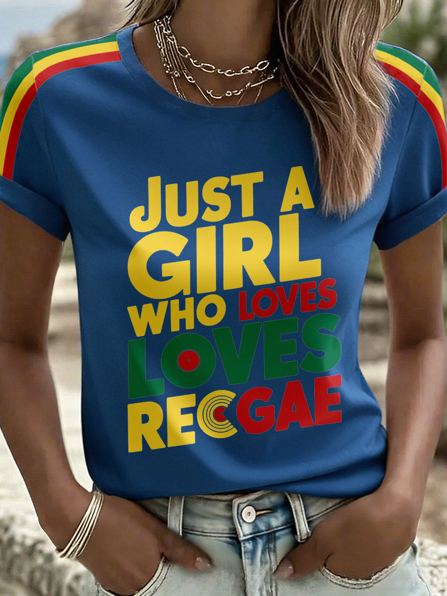 Women's Just A Girl Who Loves Reggae Print T-Shirt