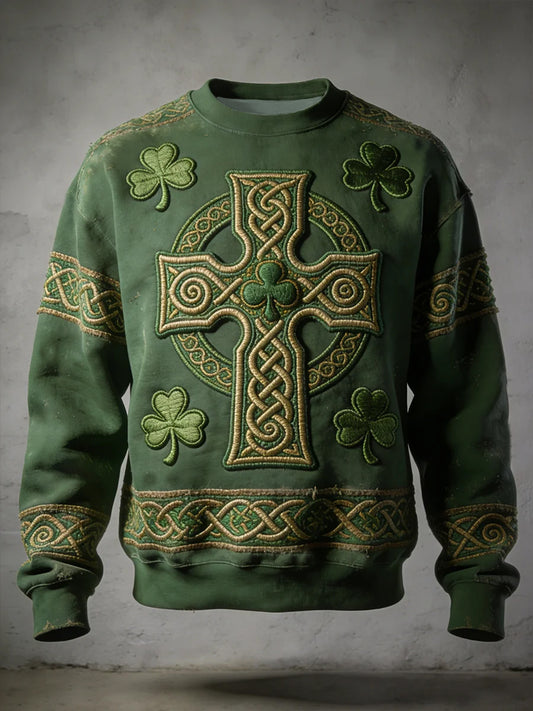 Men's St. Patrick's Day Art Print Casual  Crew Neck  Sweatshirt