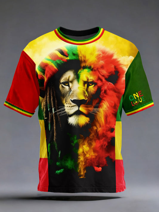 Men's One Love Rasta Lion Short Sleeves T-shirt