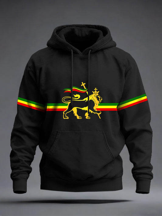 Men's Reggae Inspired Lion Print Hoodie