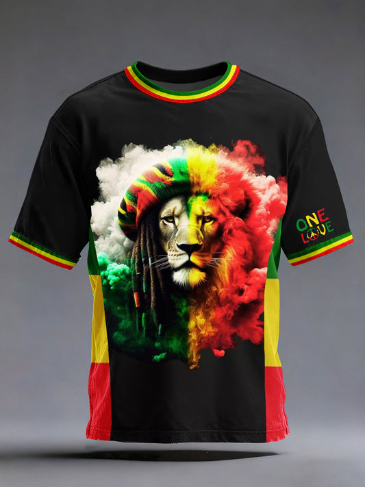 Men's One Love Rasta Lion Short Sleeves T-shirt