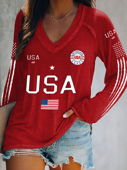 Women's Flag V-Neck Tops
