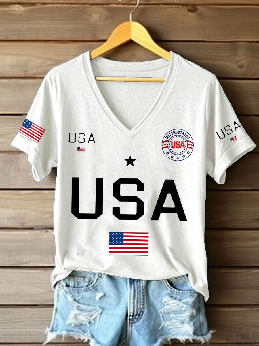 Women's Flag V-Neck T-Shirts