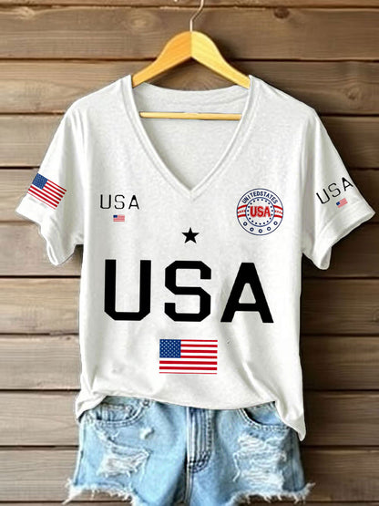 Women's Flag V-Neck T-Shirts