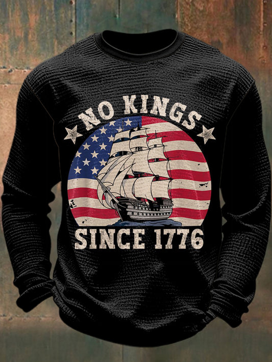 Men's Anniversary Printed Waffle Long Sleeved Round Neck Sweatshirt