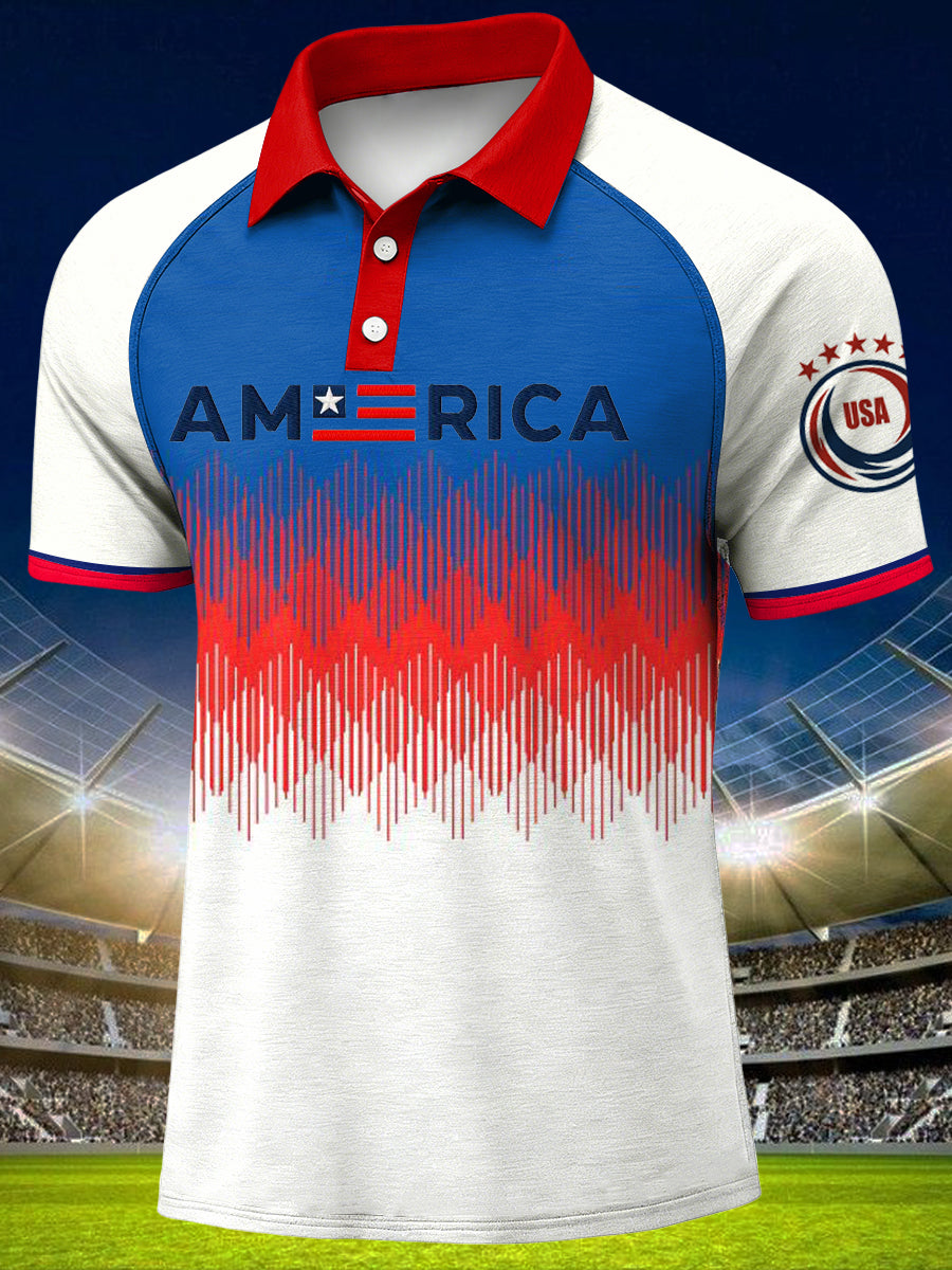Men's Anniversary Print Polo Collar Casual Short Sleeved Shirt