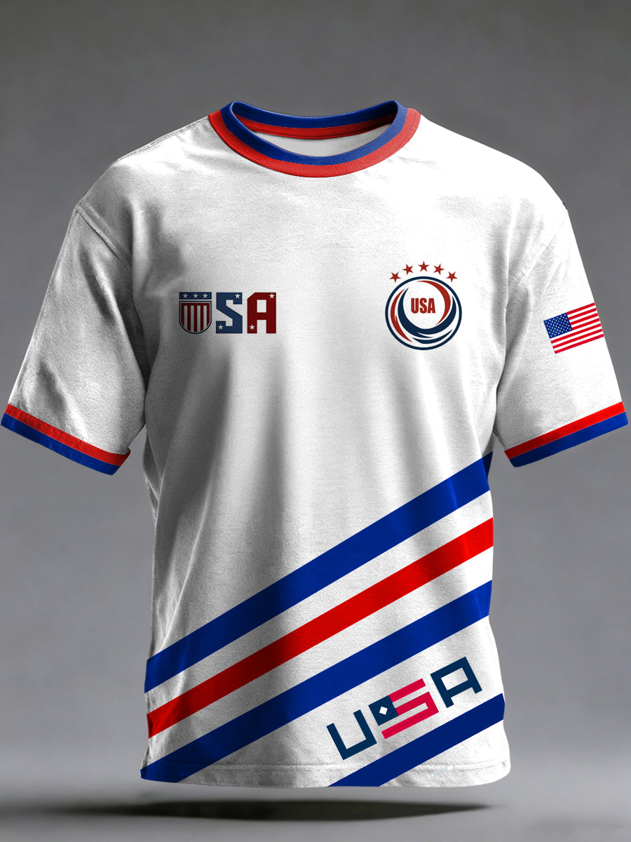 Men's US Printed Vintage Fashion Loose Short Sleeve T-Shirt