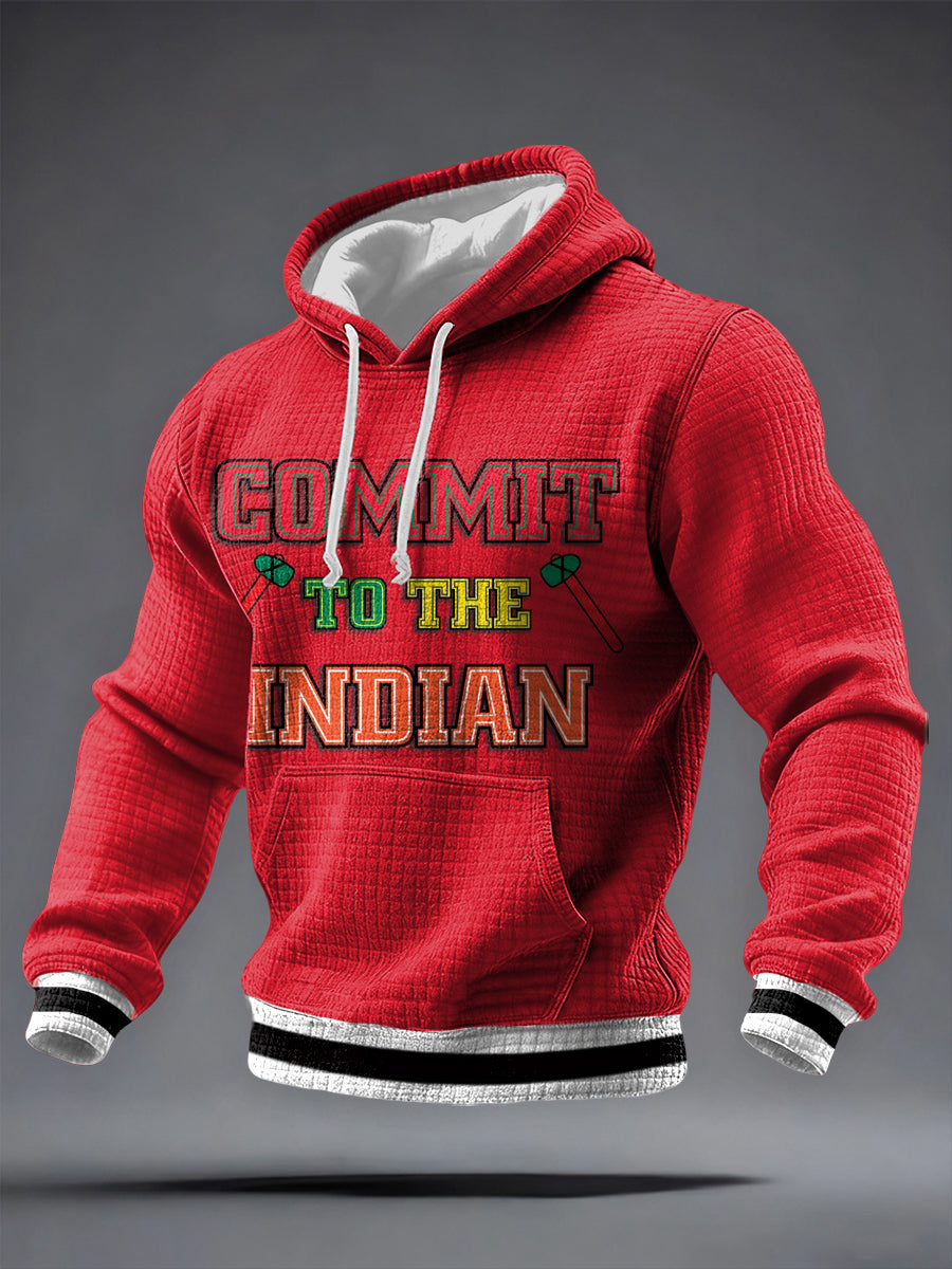 Men's Chicago Ice Hockey Print Checkered Cotton Hoodie