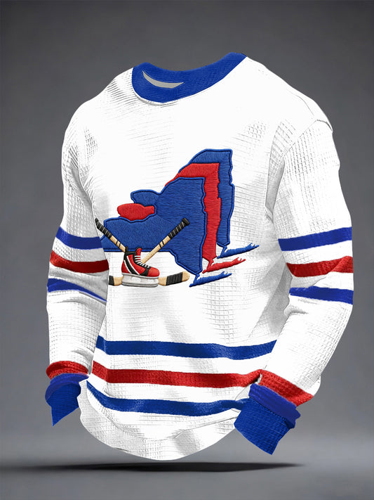 Men's New York Ice Hockey Print Waffle Sweatshirt