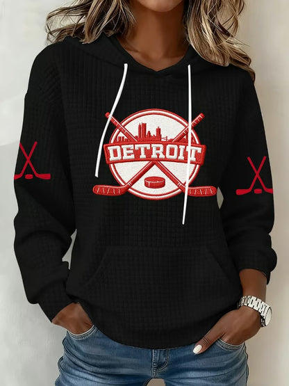 Women's Hockey Waffle Printed Hoodie