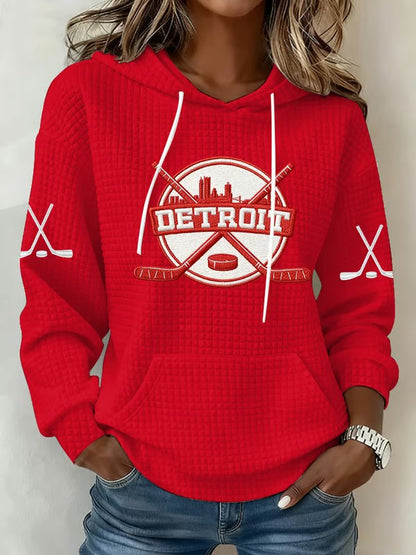 Women's Hockey Waffle Printed Hoodie