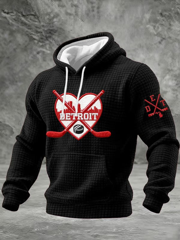Men's Hockey Printed Checkered Cotton Hoodie