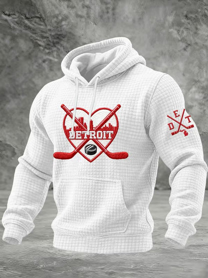 Men's Hockey Printed Checkered Cotton Hoodie